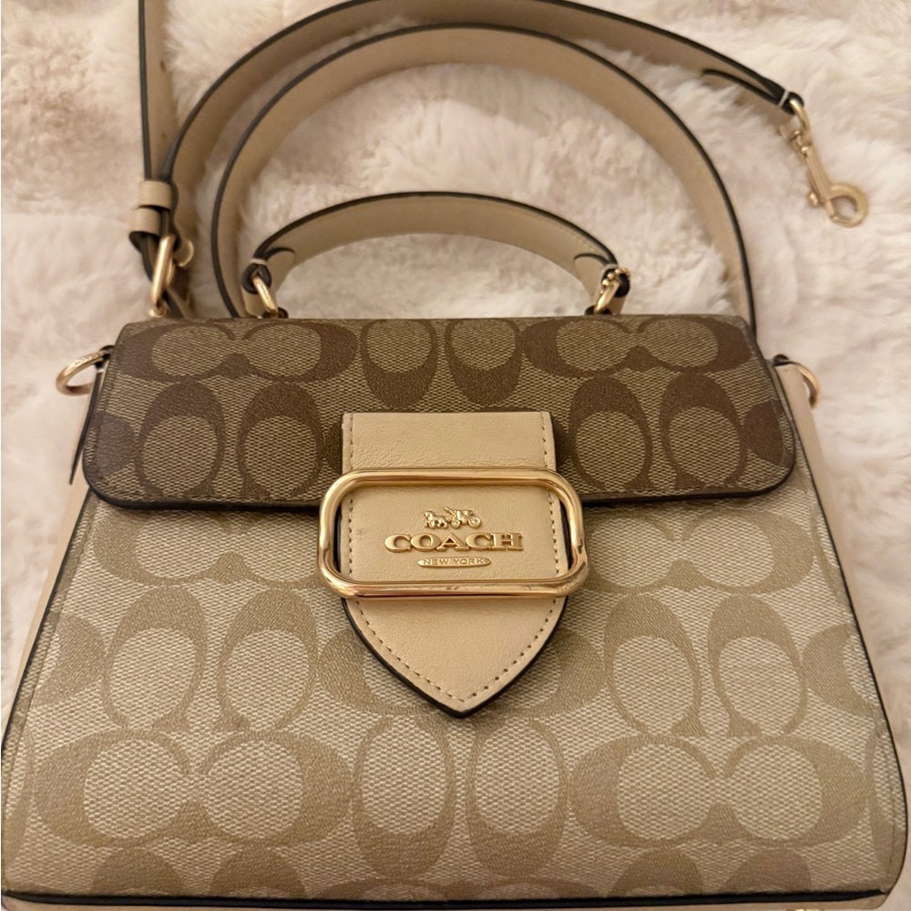 Coach Tan and Brown Signature Satchel